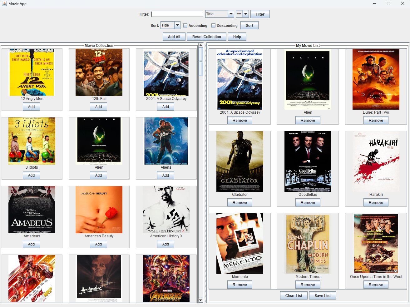 Screenshot of Movie Rating App